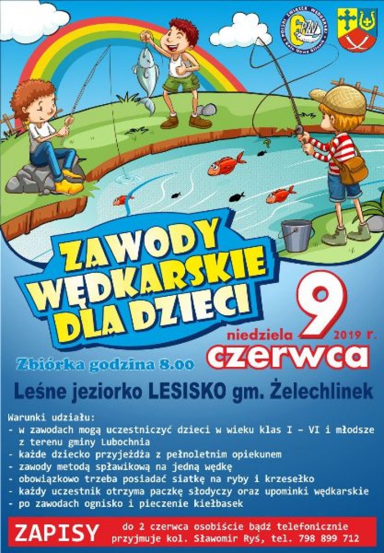 2019 zawody wędkarskie dla dzieci plakat